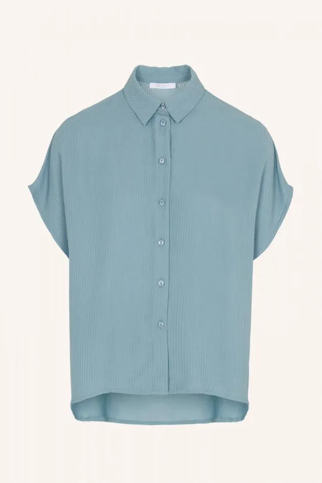 ByBar Blouses Vrouwelijk Karly Satin Stripe Blouse Ocean ByBar Blouses Vrouwelijk Karly Satin Stripe Blouse Ocean