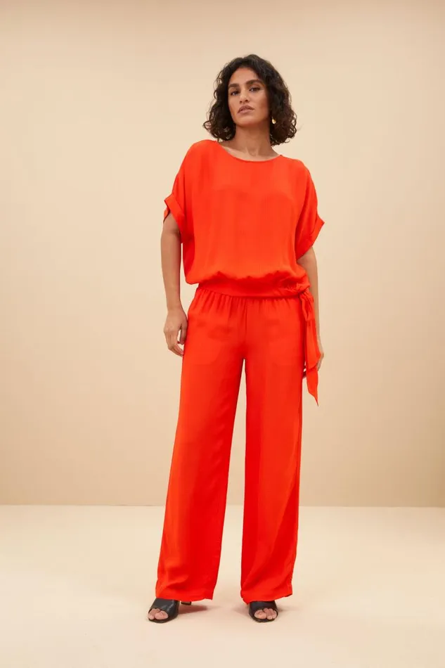 ByBar Blouses Vrouwelijk Uma Satin Stripe Blouse Bright Poppy ByBar Blouses Vrouwelijk Uma Satin Stripe Blouse Bright Poppy