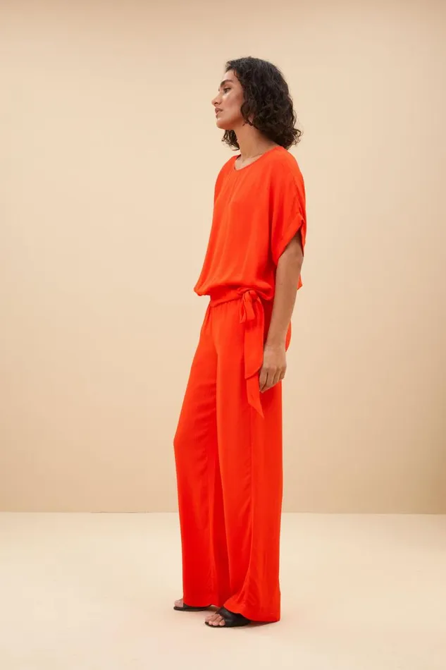ByBar Blouses Vrouwelijk Uma Satin Stripe Blouse Bright Poppy ByBar Blouses Vrouwelijk Uma Satin Stripe Blouse Bright Poppy