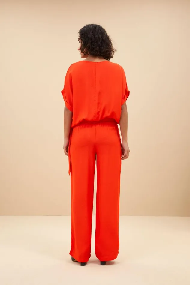 ByBar Blouses Vrouwelijk Uma Satin Stripe Blouse Bright Poppy ByBar Blouses Vrouwelijk Uma Satin Stripe Blouse Bright Poppy