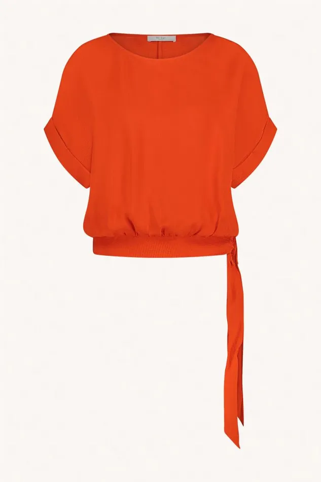 ByBar Blouses Vrouwelijk Uma Satin Stripe Blouse Bright Poppy ByBar Blouses Vrouwelijk Uma Satin Stripe Blouse Bright Poppy