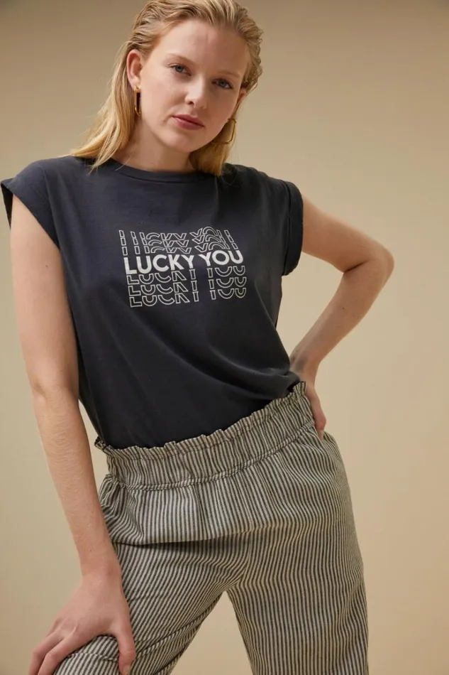 ByBar Broeken Vrouwelijk Robyn Linen Stripe Pant Jet Black ByBar Broeken Vrouwelijk Robyn Linen Stripe Pant Jet Black