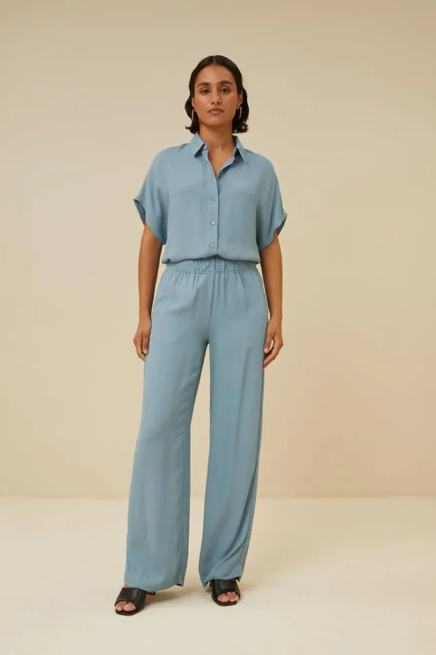 ByBar Broeken Vrouwelijk Robyn Satin Stripe Pant Ocean
