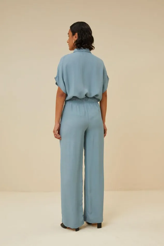 ByBar Broeken Vrouwelijk Robyn Satin Stripe Pant Ocean ByBar Broeken Vrouwelijk Robyn Satin Stripe Pant Ocean