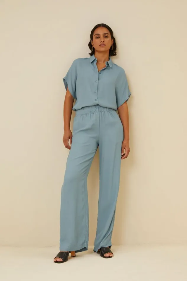 ByBar Broeken Vrouwelijk Robyn Satin Stripe Pant Ocean ByBar Broeken Vrouwelijk Robyn Satin Stripe Pant Ocean