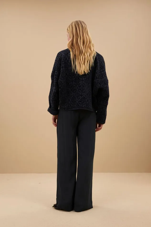 ByBar Jassen Vrouwelijk Flora Jacquard Jacket Midnight ByBar Jassen Vrouwelijk Flora Jacquard Jacket Midnight