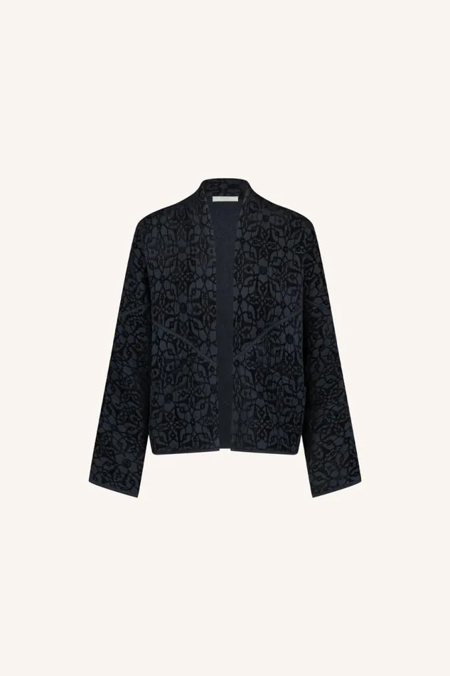 ByBar Jassen Vrouwelijk Flora Jacquard Jacket Midnight ByBar Jassen Vrouwelijk Flora Jacquard Jacket Midnight