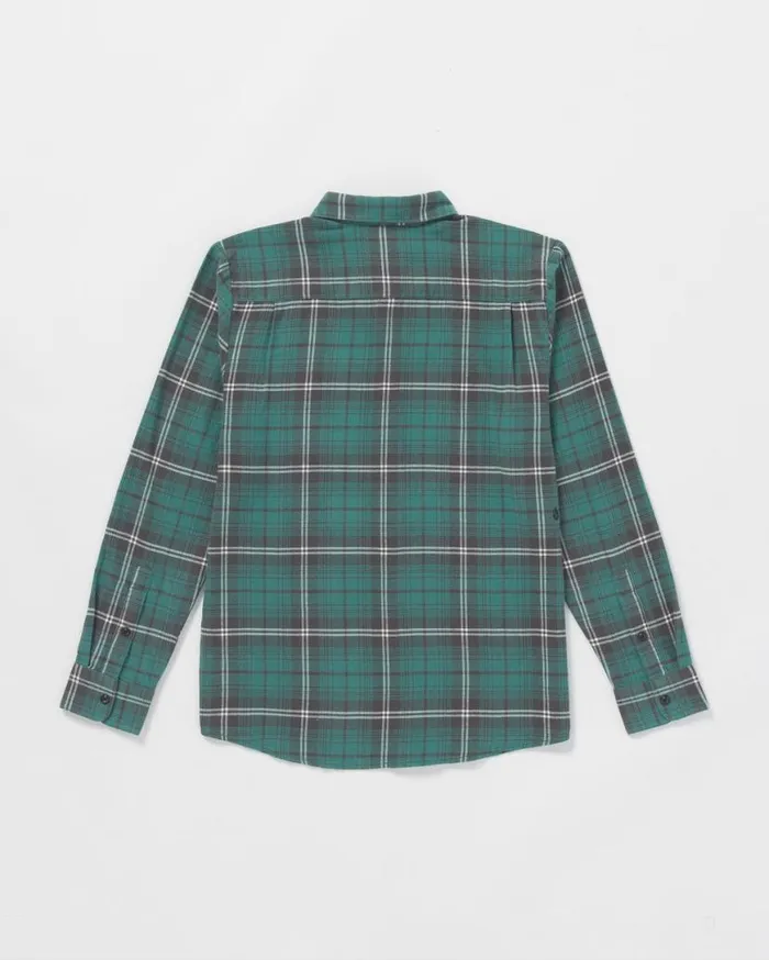 Caden Plaid Long Sleeve Shirt 8211 Sea Green Mens Volcom Shirts and Flannels