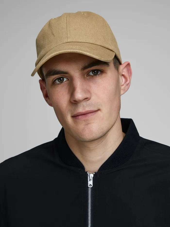 Caps JACK and JONES Mens EMBROIDERED LOGO BASEBALL CAP Brown Prairie Sand Cheap On Sale
