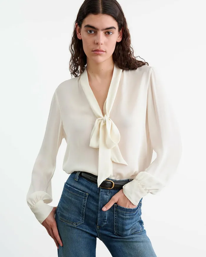 CARINA SILK BLOUSE Ivory Women Nili Lotan Tops