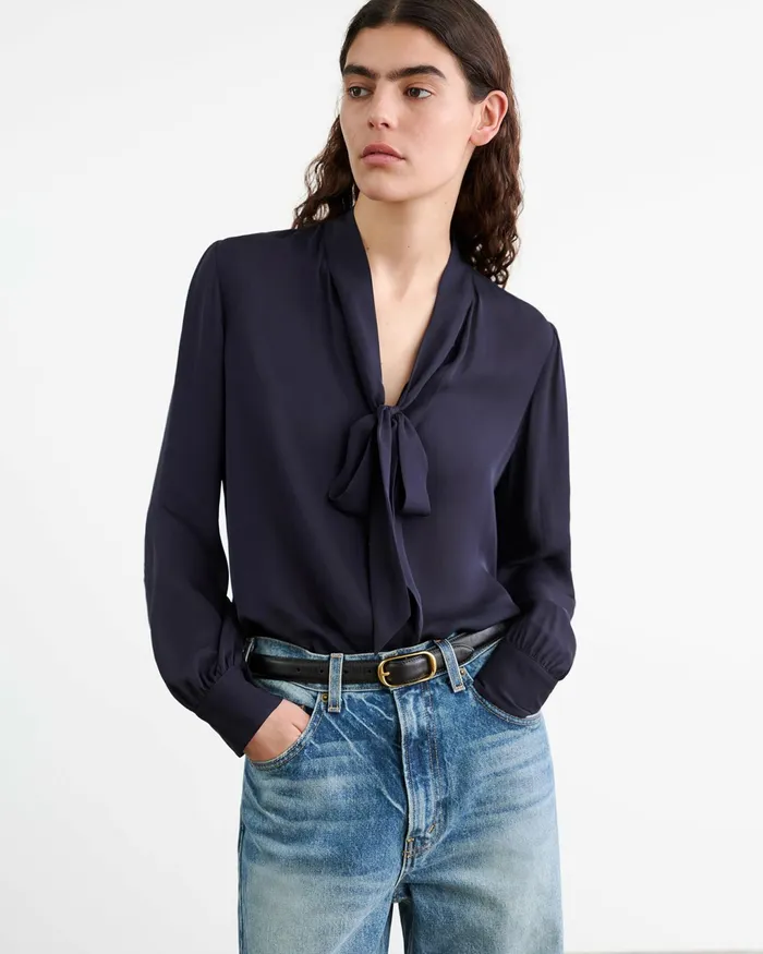 CARINA SILK BLOUSE Ivory Women Nili Lotan Tops