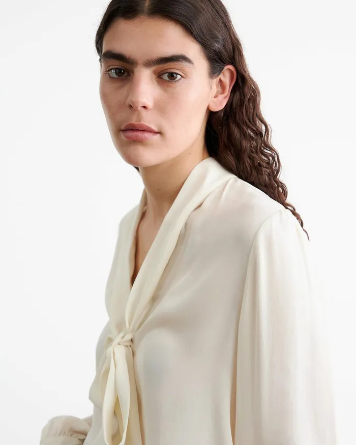 CARINA SILK BLOUSE Ivory Women Nili Lotan Tops