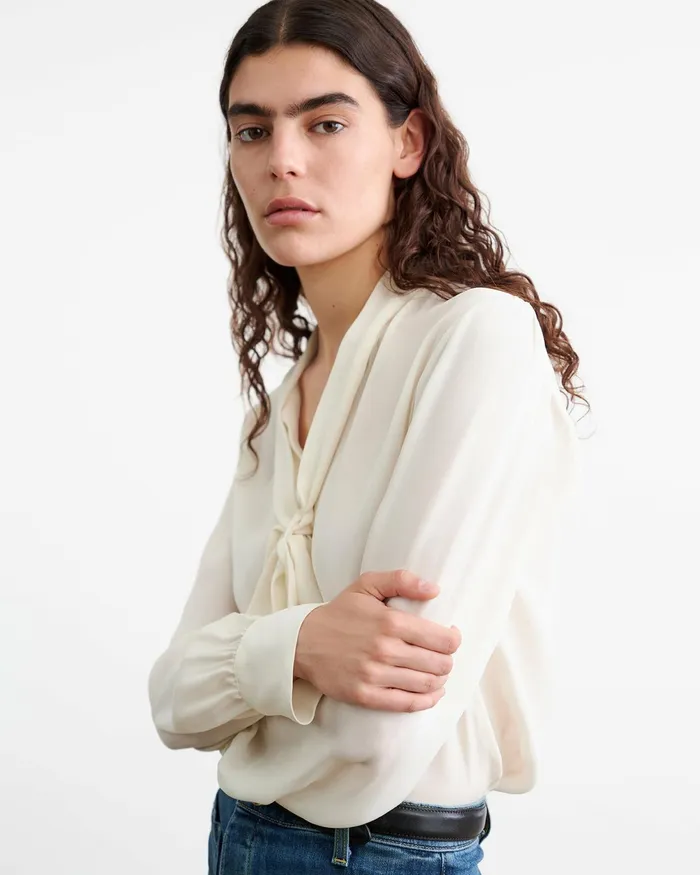 CARINA SILK BLOUSE Ivory Women Nili Lotan Tops