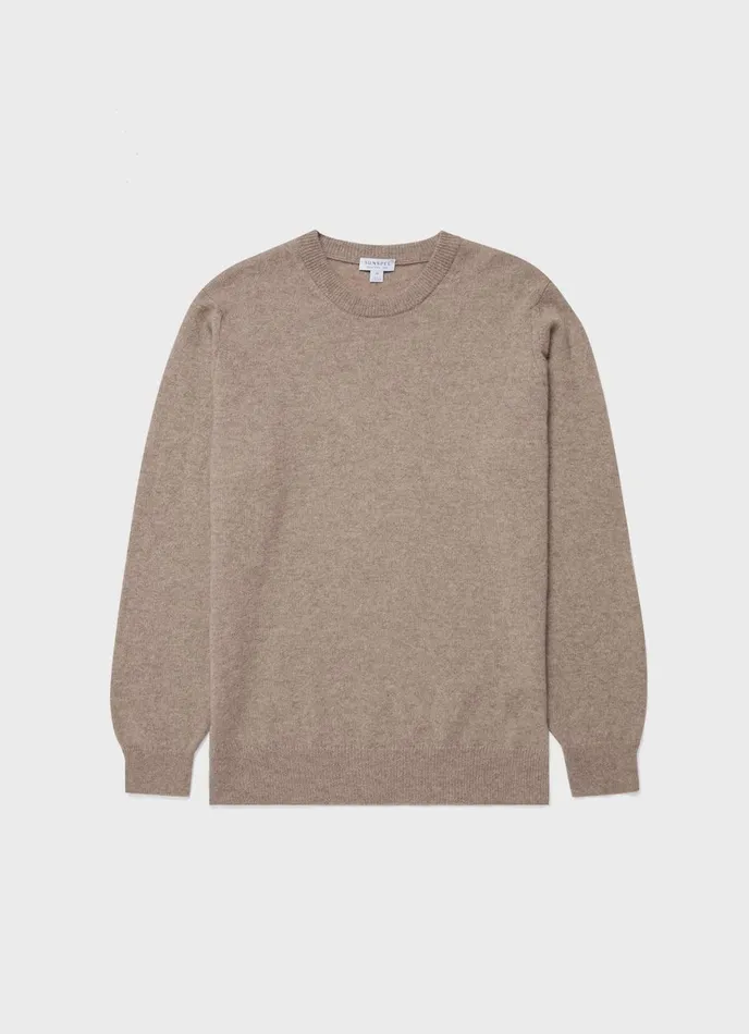 Cashmere Crew Neck Jumper Natural Brown Men SUNSPEL Knitwear