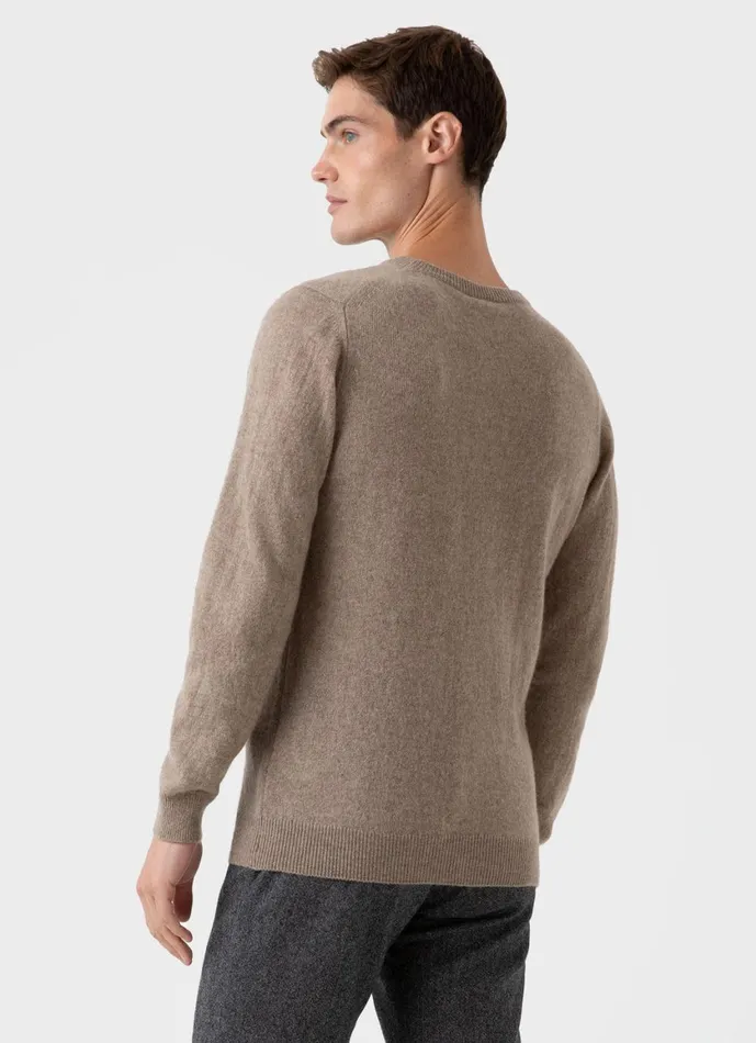 Cashmere Crew Neck Jumper Natural Brown Men SUNSPEL Knitwear