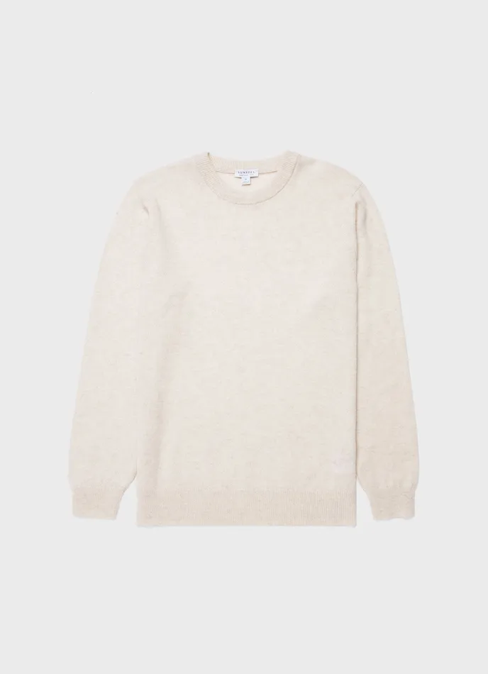 Cashmere Crew Neck Jumper Natural Ecru Knitwear ussunspel Men