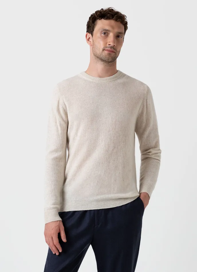 Cashmere Crew Neck Jumper Natural Ecru Knitwear ussunspel Men Cashmere Crew Neck Jumper Natural Ecru Knitwear ussunspel Men
