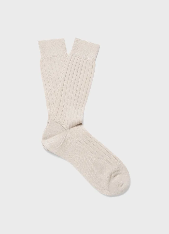 Cashmere Ribbed Socks Natural Socks ussunspel Men