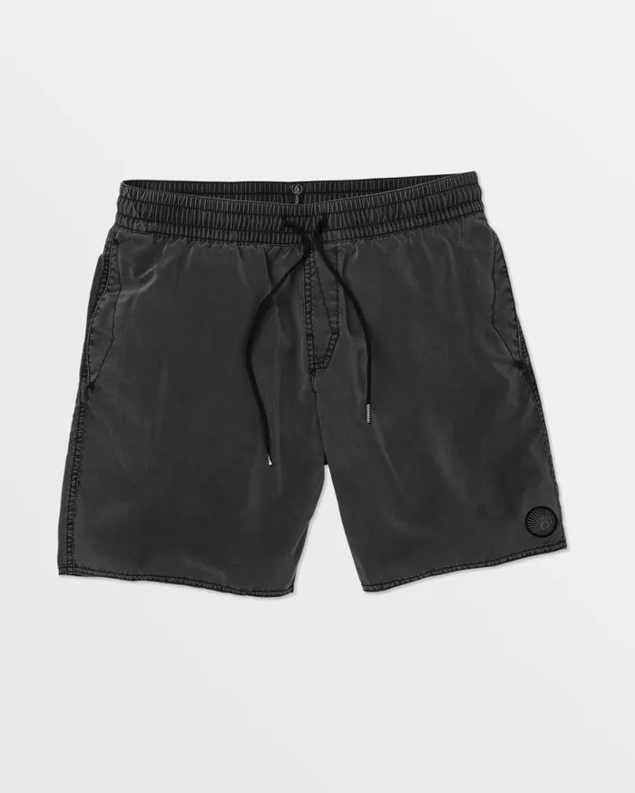 Center Elastic Waist Trunks 8211 Black Mens Volcom Boardshorts and Trunks