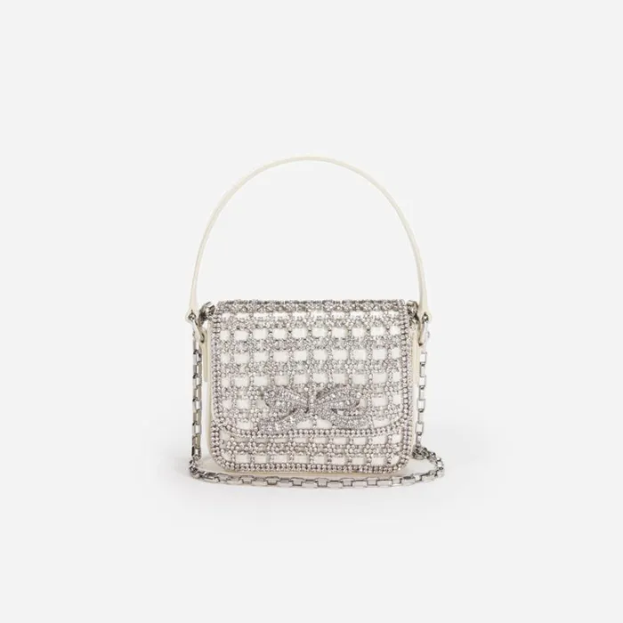 Champagne Crystal Micro Bag Women Self Portrait Mini Champagne Crystal Micro Bag Women Self Portrait Mini