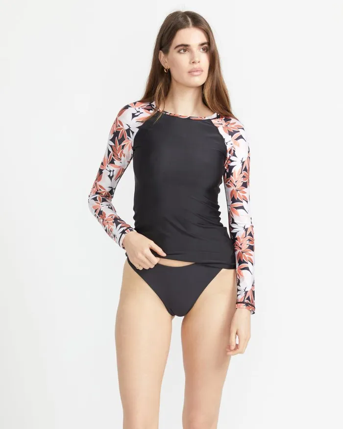 Check Mate Long Sleeve Rashguard 8211 Electric Coral Womens Volcom Swim