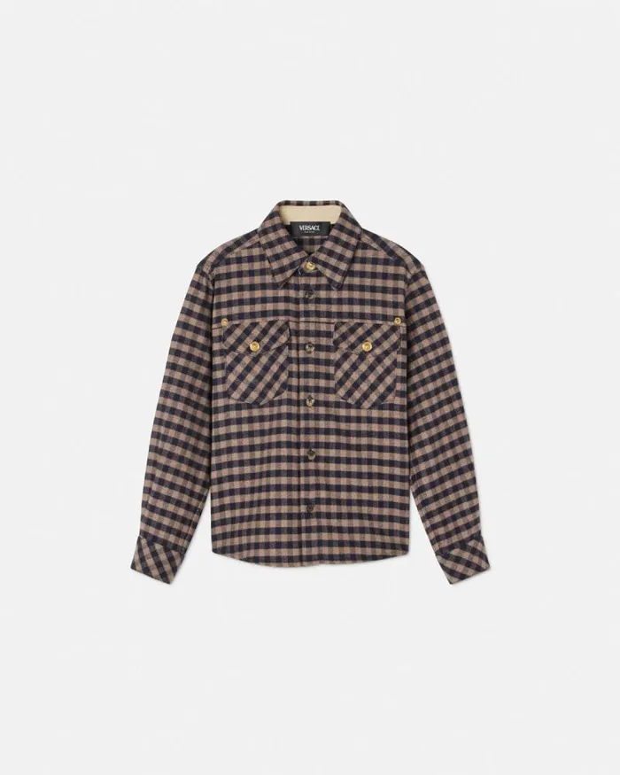Checked Flannel Kids Overshirt Brown Children Versace Clothing
