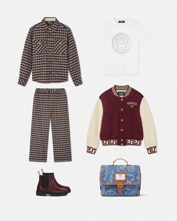 Checked Flannel Kids Overshirt Brown Children Versace Clothing
