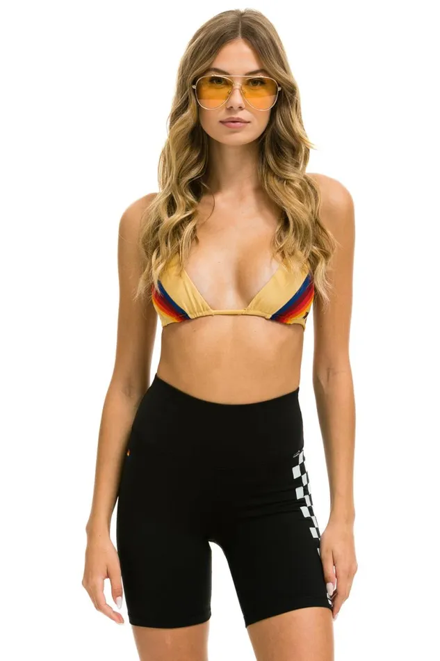 Checker Stripe 6 Inch HiRise Biker Short 8211 Black Women Aviator Nation Shorts