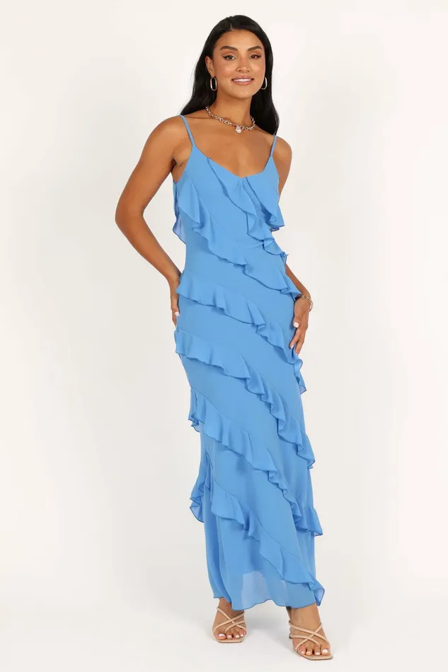 Ciao Ruffles Maxi Dress Blue Women Event Dresses Petal and Pup