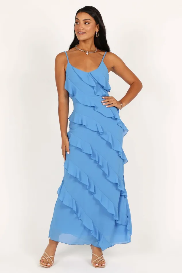 Ciao Ruffles Maxi Dress Blue Women Event Dresses Petal and Pup
