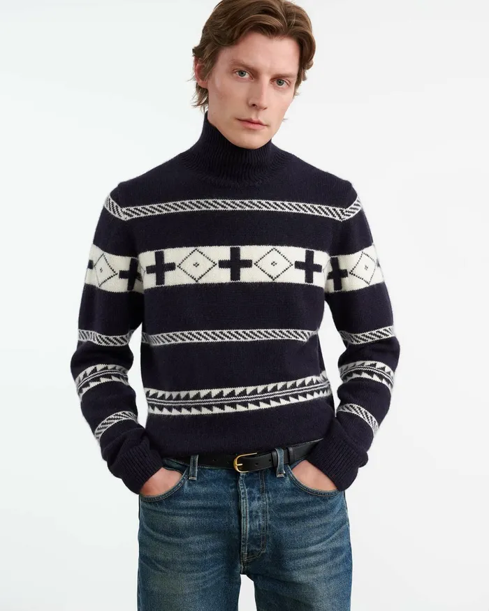 CLARENCE SWEATER Navyivory Men Nili Lotan Sweaters
