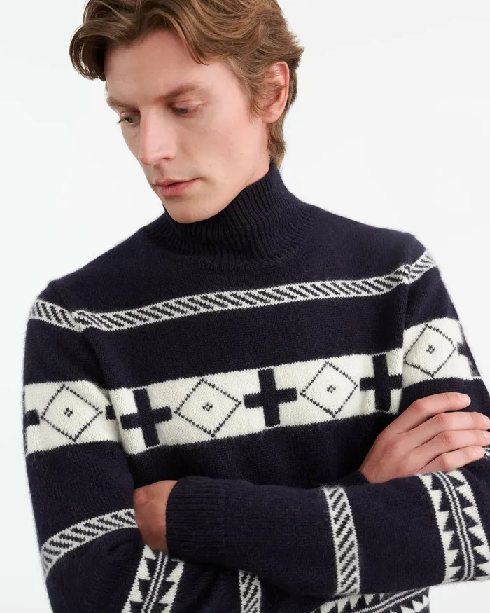 CLARENCE SWEATER Navyivory Men Nili Lotan Sweaters