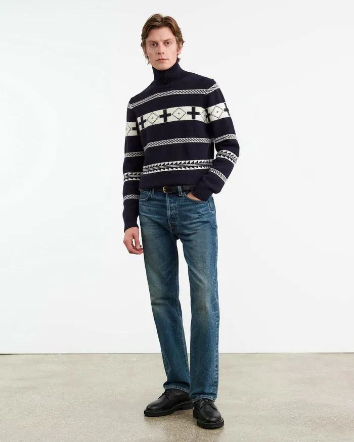 CLARENCE SWEATER Navyivory Men Nili Lotan Sweaters