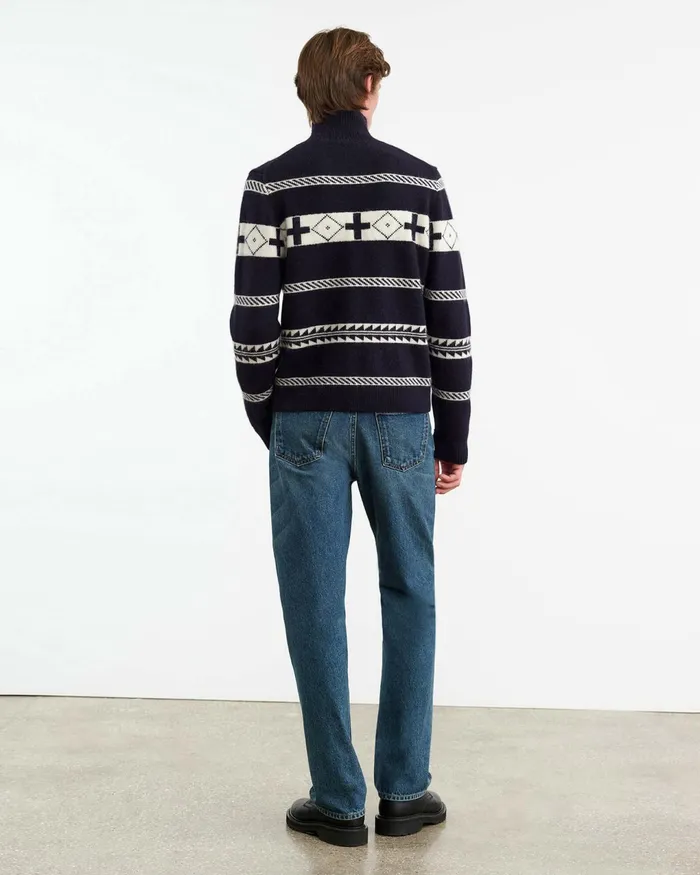 CLARENCE SWEATER Navyivory Men Nili Lotan Sweaters