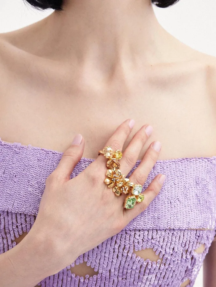 Classic Crystal Ring Light Topaz Women Oscar De La Renta Rings Classic Crystal Ring Light Topaz Women Oscar De La Renta Rings