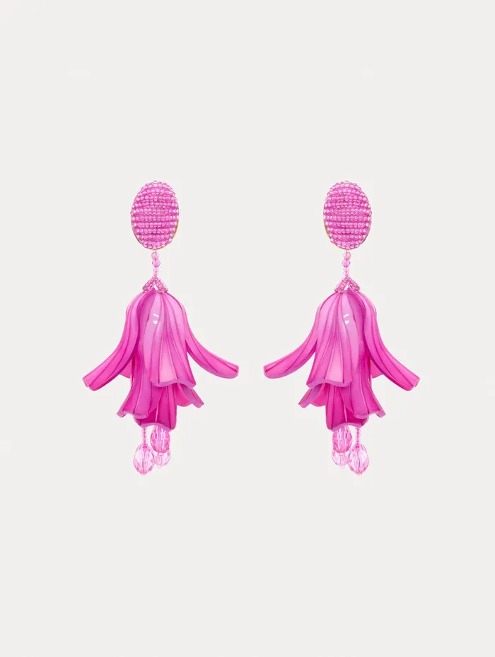 Classic Impatiens ClipOn Earrings Rose Women Oscar De La Renta Earrings
