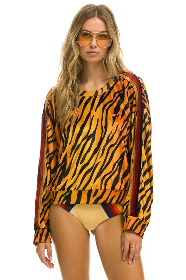 Classic Velvet Relaxed Sweatshirt 8211 Tiger WomenMen Aviator Nation Sweatshirts Classic Velvet Relaxed Sweatshirt 8211 Tiger WomenMen Aviator Nation Sweatshirts