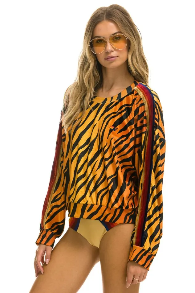 Classic Velvet Relaxed Sweatshirt 8211 Tiger WomenMen Aviator Nation Sweatshirts