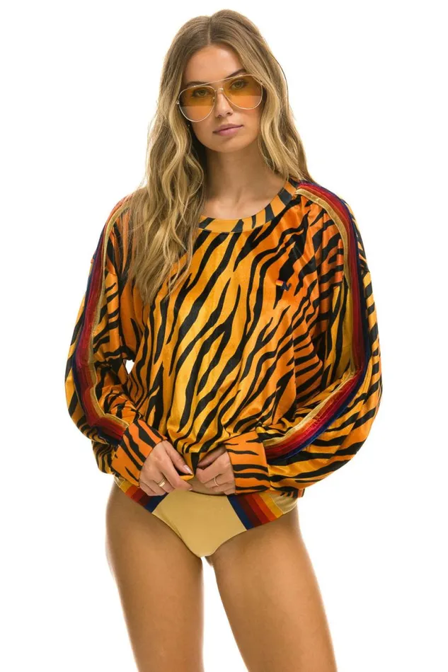 Classic Velvet Relaxed Sweatshirt 8211 Tiger WomenMen Aviator Nation Sweatshirts