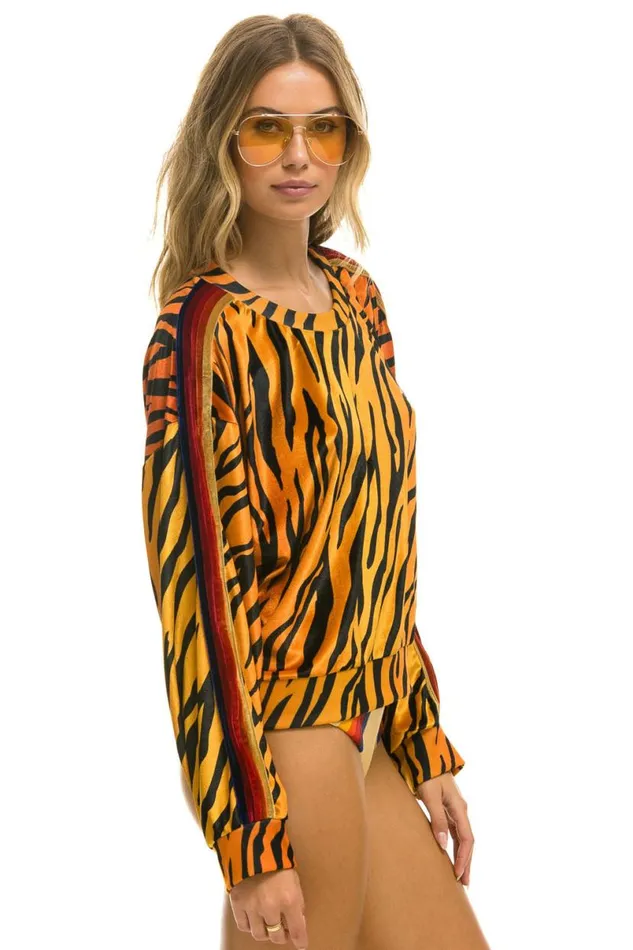 Classic Velvet Relaxed Sweatshirt 8211 Tiger WomenMen Aviator Nation Sweatshirts