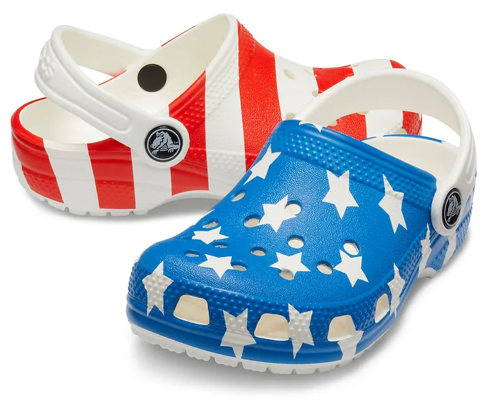 Clogs GirlsBoys Crocs Kids Classic American Flag Clog White Multi