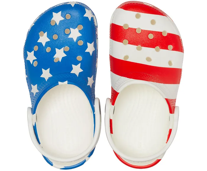 Clogs GirlsBoys Crocs Kids Classic American Flag Clog White Multi