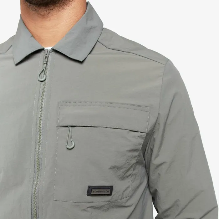 Closure London Crinkle Nylon Tech Overshirt Olive Men Overshirts