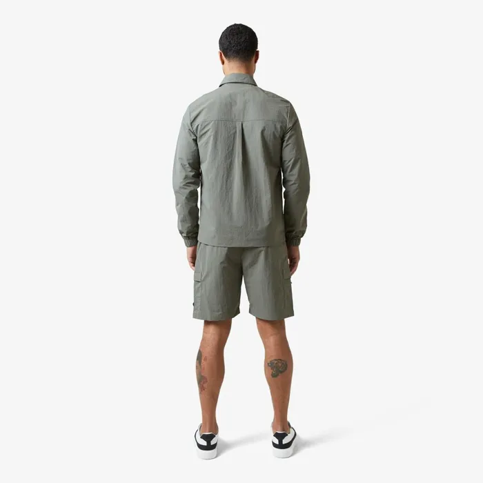 Closure London Crinkle Nylon Tech Overshirt Olive Men Overshirts