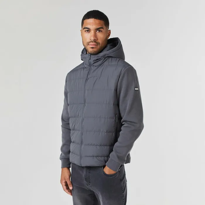 Closure London Hooded Hybrid Jacket Charcoal Men Coats and Jackets