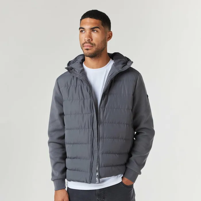 Closure London Hooded Hybrid Jacket Charcoal Men Coats and Jackets