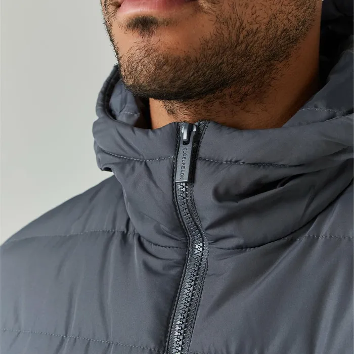 Closure London Hooded Hybrid Jacket Charcoal Men Coats and Jackets