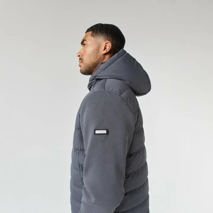 Closure London Hooded Hybrid Jacket Charcoal Men Coats and Jackets
