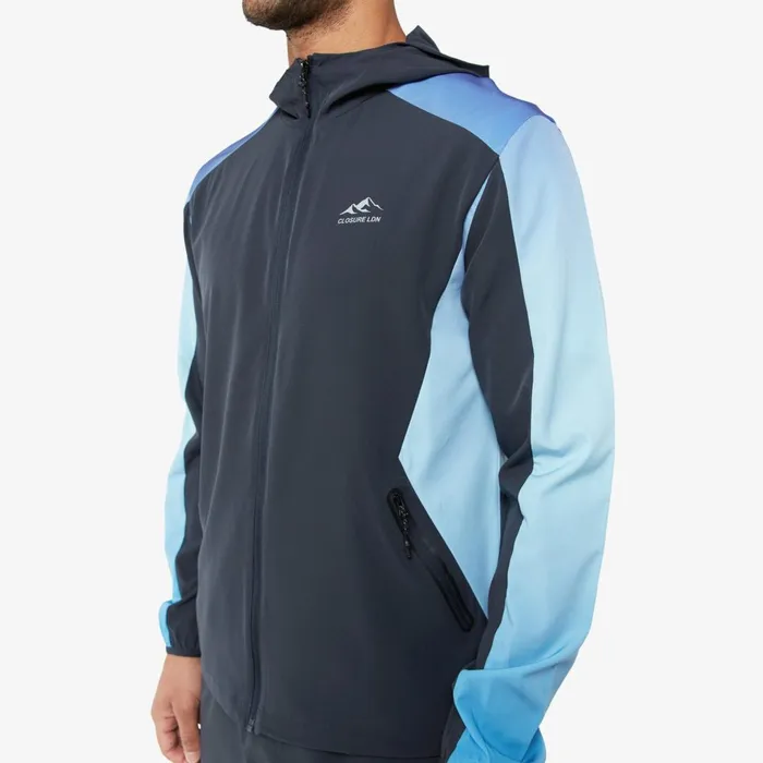 Closure London Ombre Print Windbreaker Jacket Blue Men Coats and Jackets