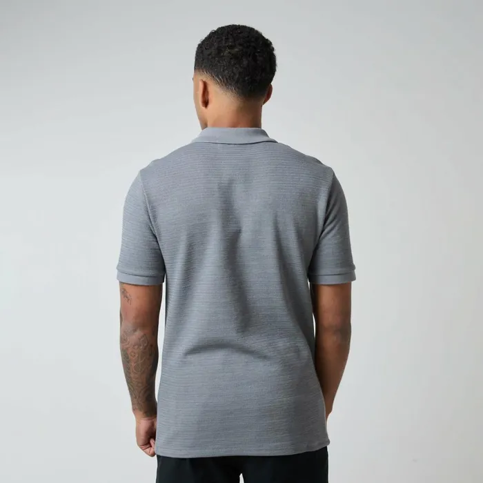 Closure London Tonal Knit Zipped Polo Grey Men Knitwear